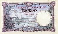 Gallery image for Belgian Congo p8d: 5 Francs